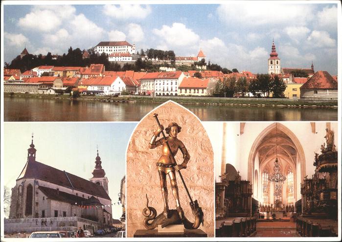 Ptuj Ansicht mit Schlossberg Drau Prospteikirche