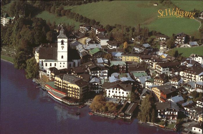 St Wolfgang Wolfgangsee Hotel Im Weissen Roessl Wallfahrtskirche Fliegeraufnahme
