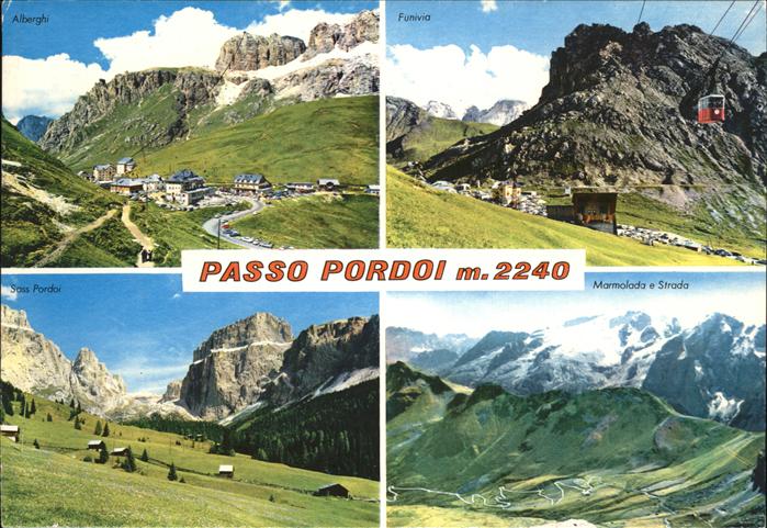 Dolomiti Passo Pordoi Alberghi Funivia Marmalada e Strada