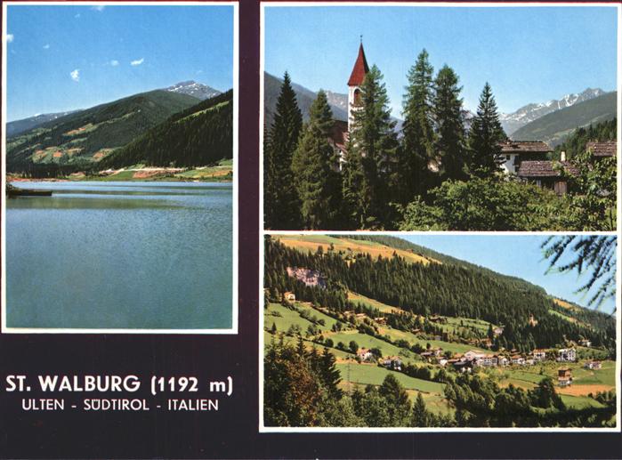 St Walburg Suedtirol Panorama mit See und Kirche