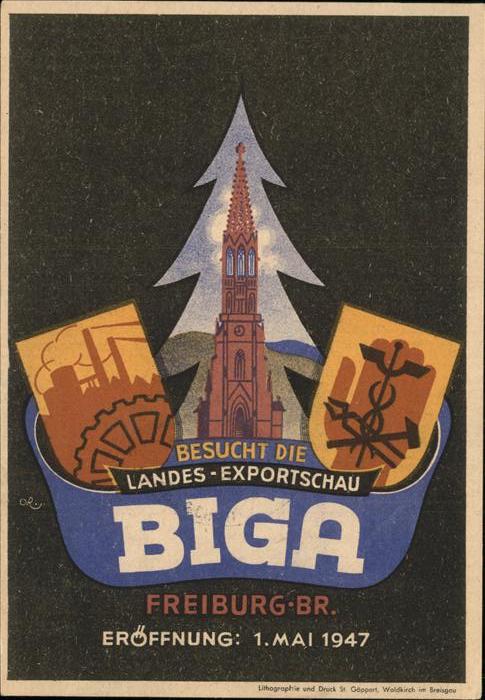 Freiburg Breisgau Plakat BIGA 1947