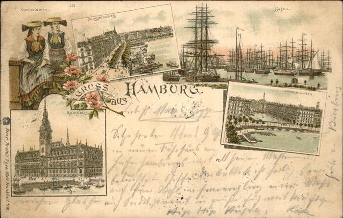 HAMBURG  CITY Vierlaenderin Hafen Jungfernstieg Alster Arkaden Rathhaus