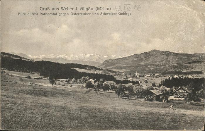 Weiler-Simmerberg Rothachtal gegen oesterreicher und Schweizer Alpen