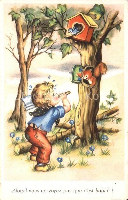 Eichhoernchen Vogelhaus Baum Kind Axt