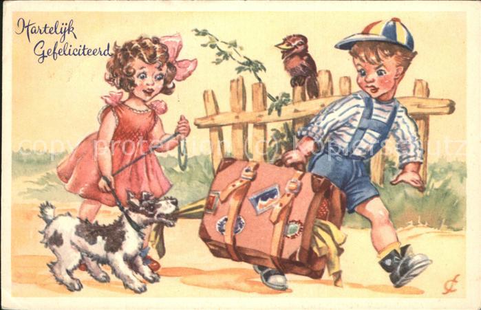 Hunde Koffer Kinder Vogel Glückwunsch