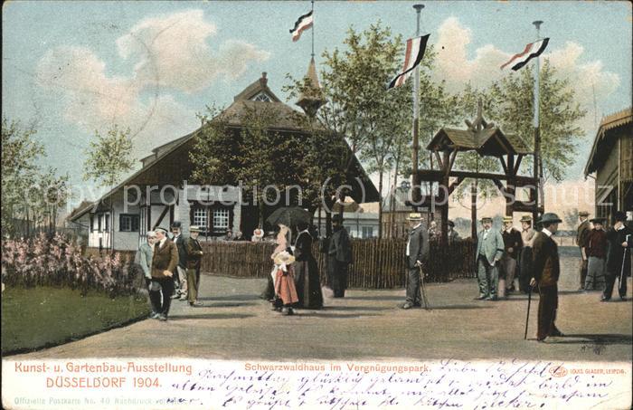 Ausstellung Kunst Gartenbau Duesseldorf 1904  Schwarzwaldhaus Vergnuegungspark