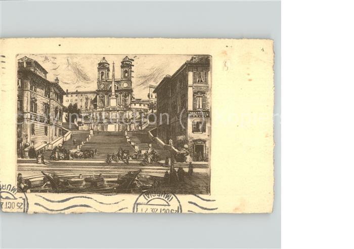 Rom Roma Trinita dei Monti Stempel auf AK