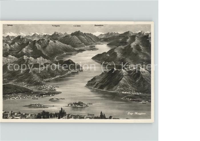Stresa Lago Maggiore Gebietskarte Alpenpanorama Vogelperspektive