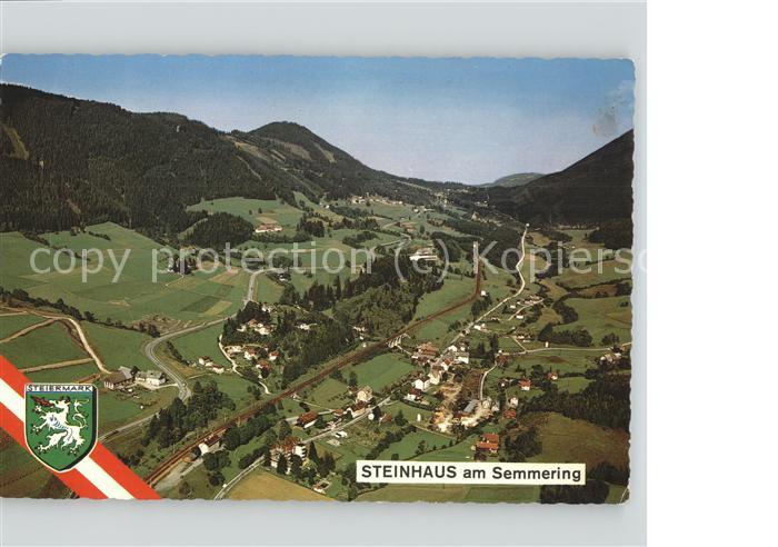 Steinhaus am Semmering Panorama Semmeringpass und Pinkenkogel Wappen Fliegeraufn