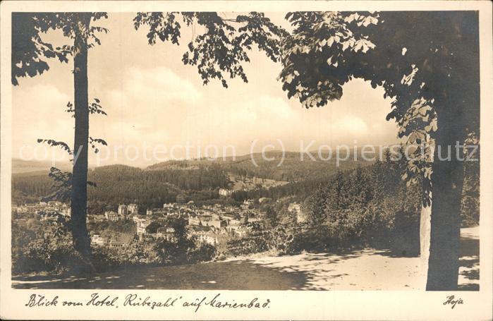 Marienbad Tschechien Boehmen Blick vom Hotel Ruebezahl