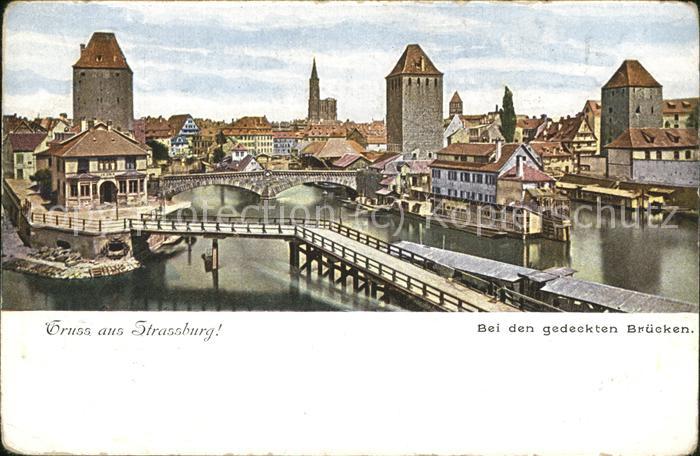 Strassburg Elsass Partie bei den gedeckten Brücken
