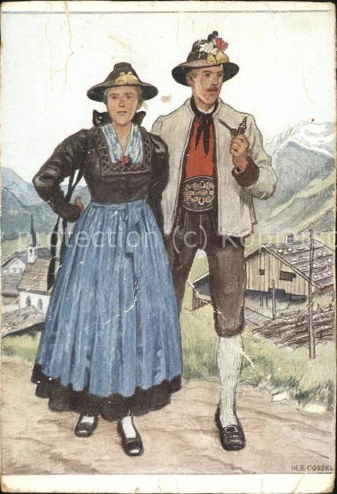 Trachten Künstlerkarte M. E. Gossel