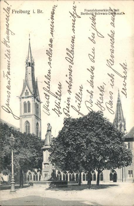 Freiburg Breisgau Franziskanerkirche mit Berthold-Schwarz-Denkmal