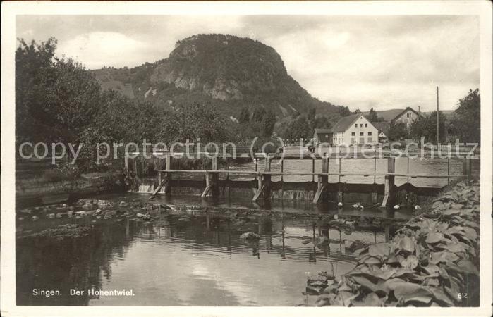 Singen Hohentwiel Panorama am Fluss