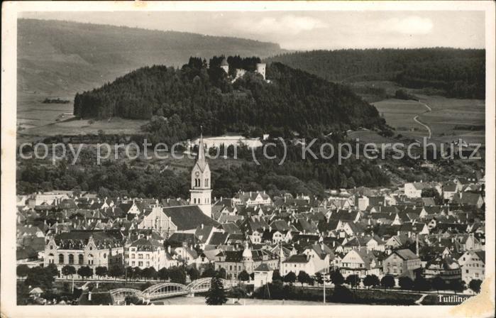 Tuttlingen Panorama mit Burg Feldpost NZ3