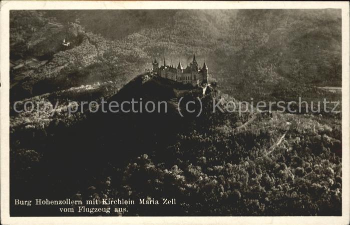 Hechingen Burg Hohenzollern mit Kirchlein Maria Zell Fliegeraufnahme