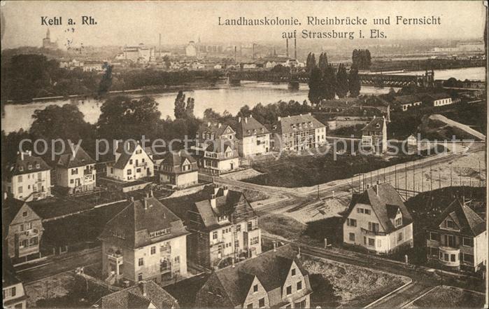 Kehl Rhein Landhauskolonie Rheinbruecke Panorama
