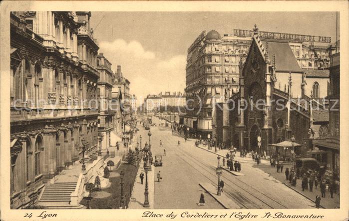 Lyon France Place des Cordeliers et l'Eglise St Bon