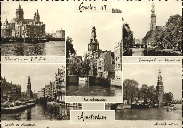 Amsterdam Niederlande Schreierstoren met PH Kade Prinsengracht met Westerstoren
