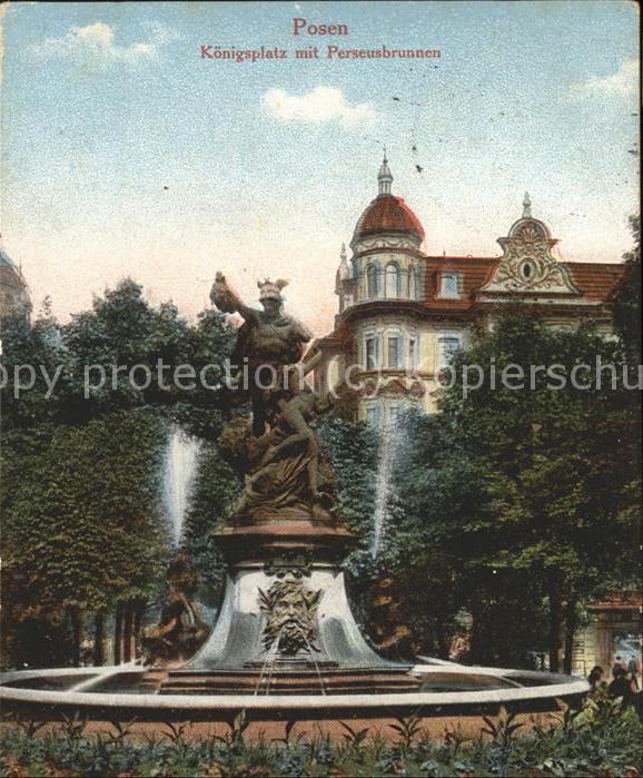 Posen Poznan Königsplatz mit Perseusbrunnen Feldpost