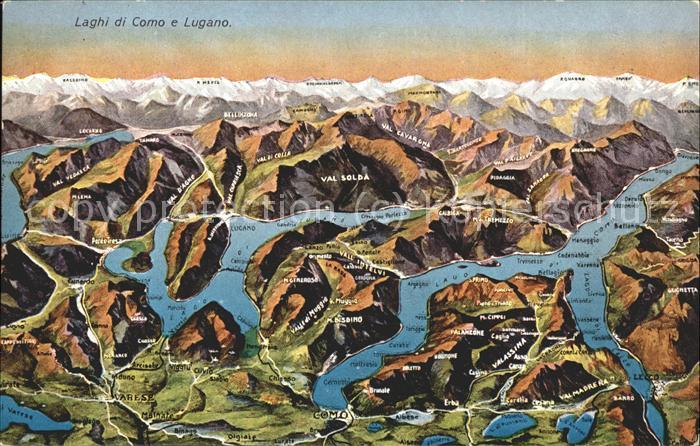 Lago di Como e Lugano Panoramakarte