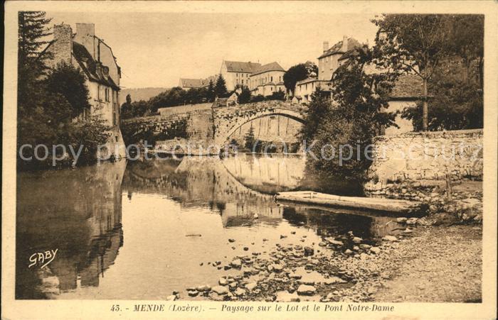 Mende Paysage sur le Lot et le Pont Notre Dam