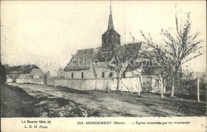 Mondement-Montgivroux Eglise incendiee par les Allemands