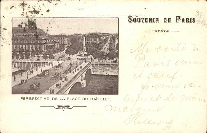 Paris Perspective de la Place du Chatelet