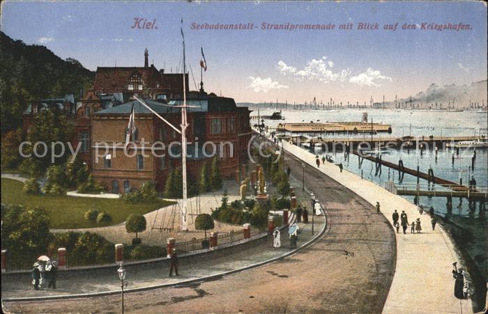 KIEL  CITY Seebadeanstalt Strand Blick auf Kriegshafen Feldpost