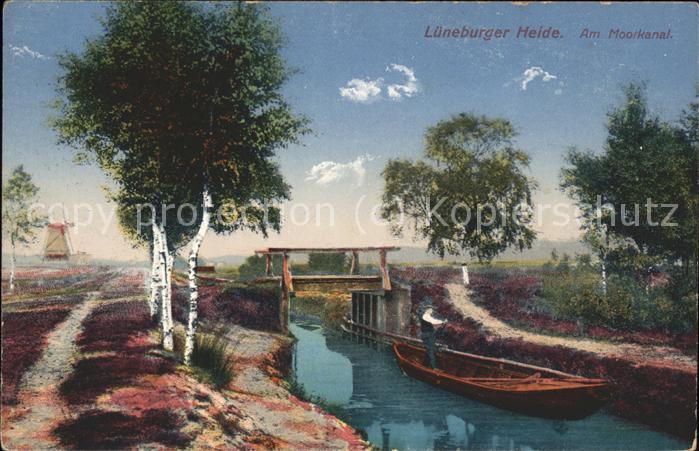 Lueneburger Heide Am Moorkanal Windmuehle Boot Feldpost