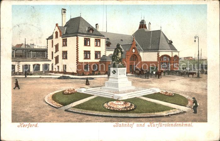 Herford Bahnhof und Kurfuerstendenkmal