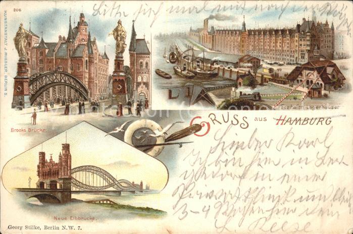 HAMBURG  CITY Brooks Bruecke Neue Elbbruecke Freihafen Lagerhaeuser