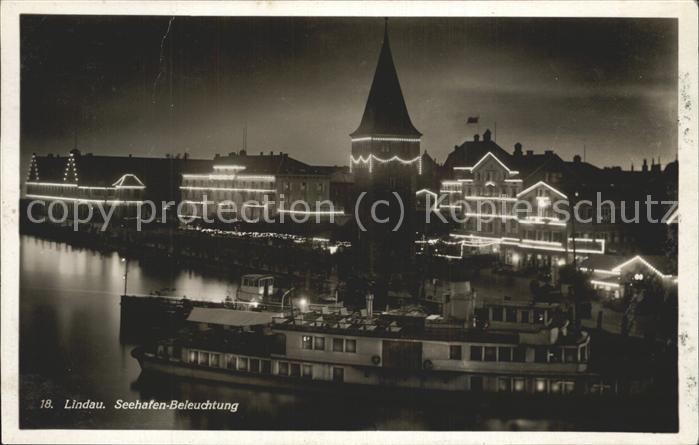 Dampfer Binnenschifffahrt Lindau Seehafen-Beleuchtung