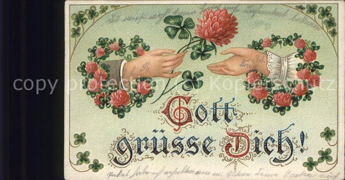 Blumengruesse Kleeblatt Hände