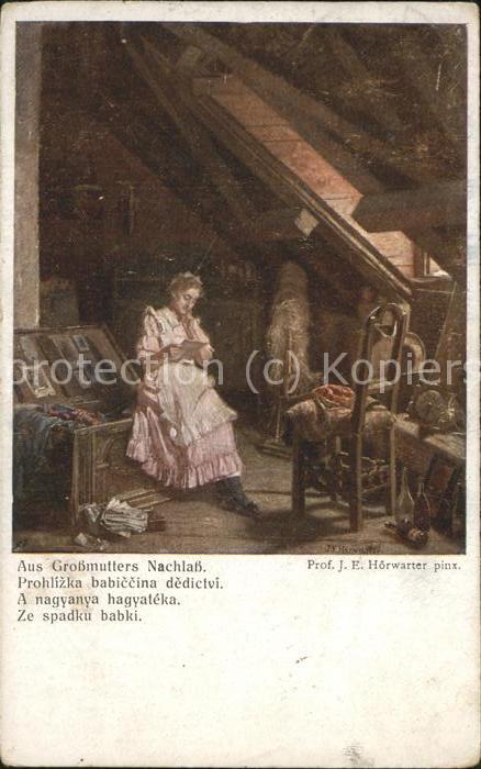 Verlag Wiener Kunst Nr. 2826 J.E. Hörwarter Spinnrad