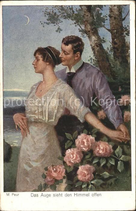 Verlag Galerie Muenchner Meister Nr. 601 M. Peur Paar Rosen