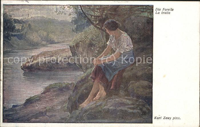 Verlag Wiener Kunst Nr. 1589 Karl Zewy Die Forelle