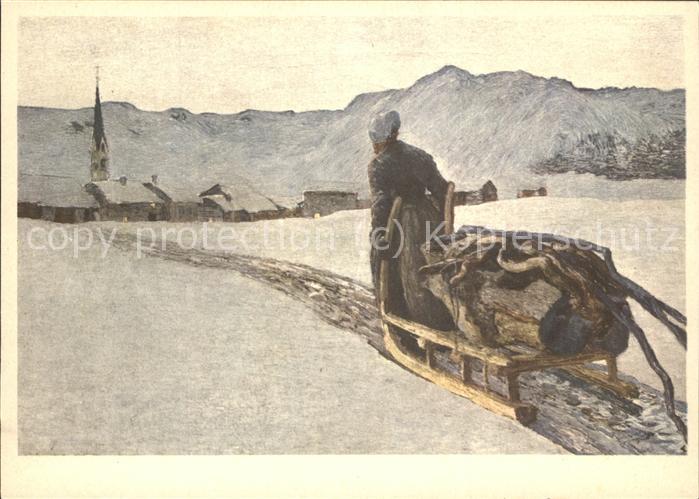 Segantini Giovanni Schlitten Spendenkarte