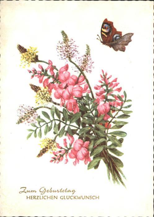 Schmetterlinge Blumen Glückwunsch Geburtstag