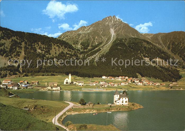 Reschen See Tirol Gesamtansicht Uferpartie