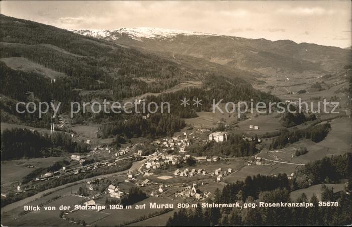 Murau Steiermark Panorama Blick von der Stolzalpe gegen Rosenkranzalpe Schloss