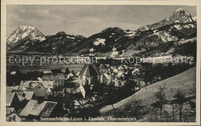 Liezen Steiermark Ortsansicht mit Kirche und Alpenpanorama Ennstal
