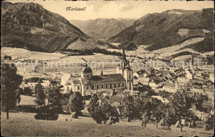 Mariazell Steiermark Teilansicht mit Basilika Alpenpanorama
