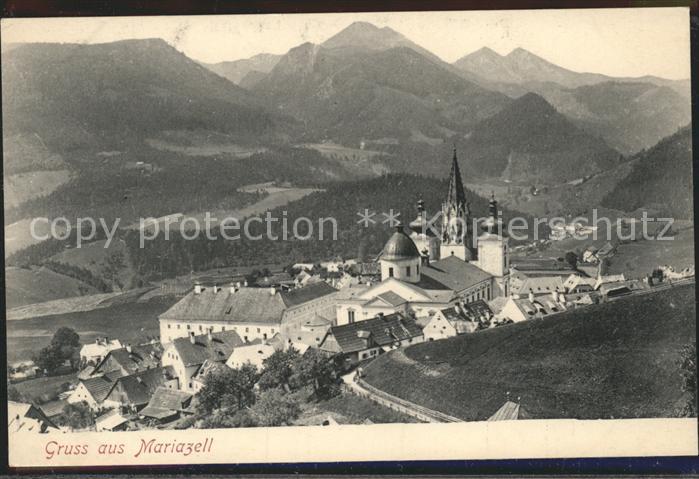 Mariazell Steiermark Teilansicht mit Basilika Alpenpanorama