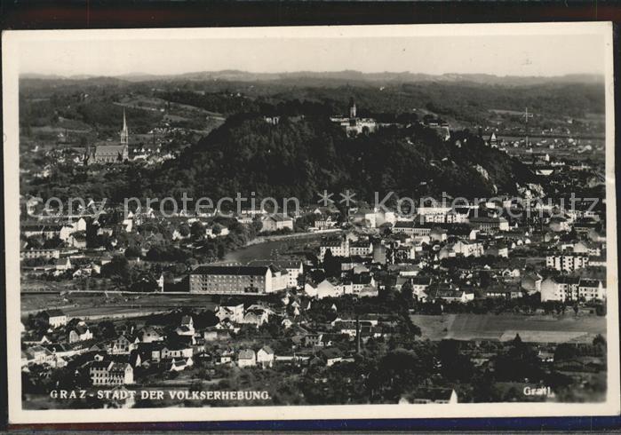 Graz Steiermark Gesamtansicht mit Schlossberg Stadt der