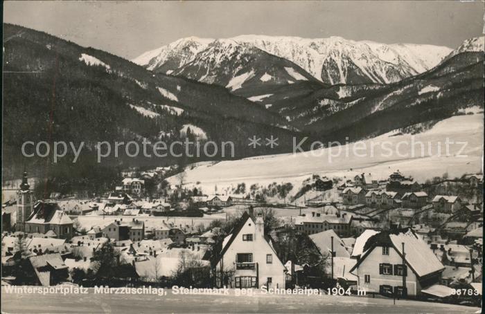Muerzzuschlag Ortsansicht mit Kirche Wintersportplatz