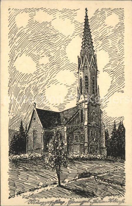 Muerzzuschlag Heilandskirche Künstlerkarte Zeichnung