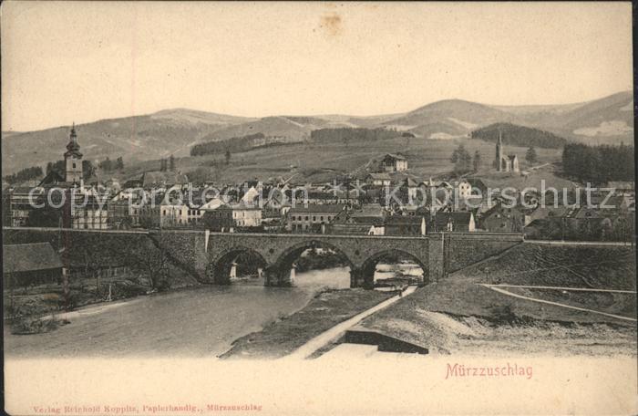 Muerzzuschlag Ortsansicht mit Kirche Brücke