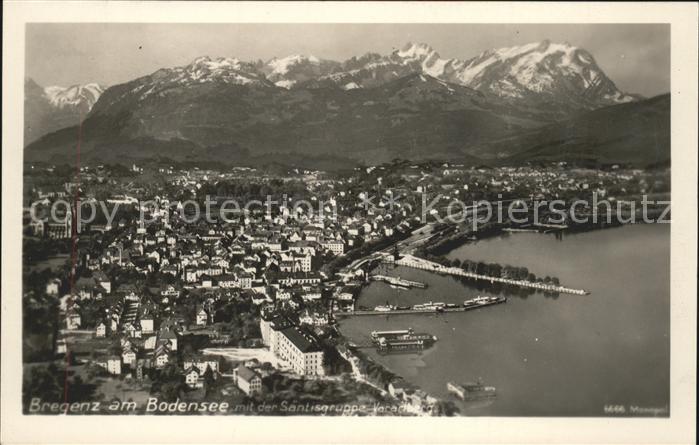 Bregenz Vorarlberg Panorama Bodensee Hafen Saentisgruppe Appenzeller Alpen