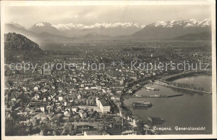 Bregenz Vorarlberg Generalansicht Bodensee Hafen Alpenpanorama